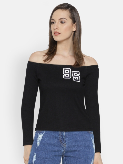 

ONLY Women Black Solid Bardot Top