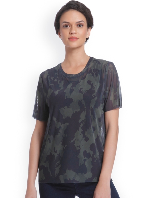 

ONLY Women Green Printed Round Neck T-shirt