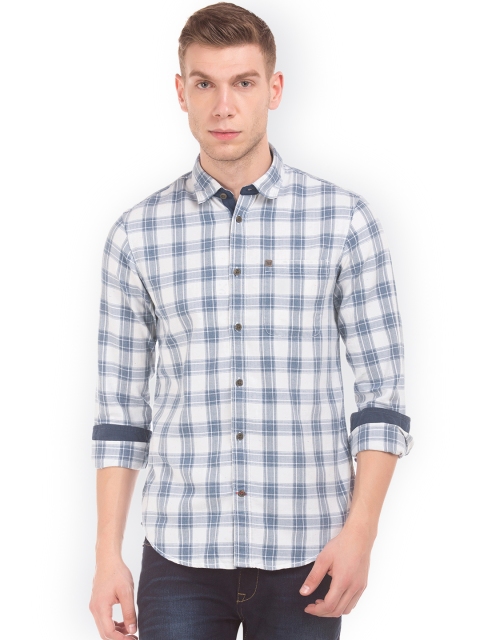 

Arrow Blue Jean Co. Men Blue & White Slim Fit Checked Casual Shirt