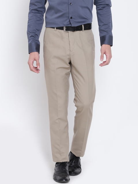 

Arrow Men Beige Tapered Fit Solid Formal Trousers