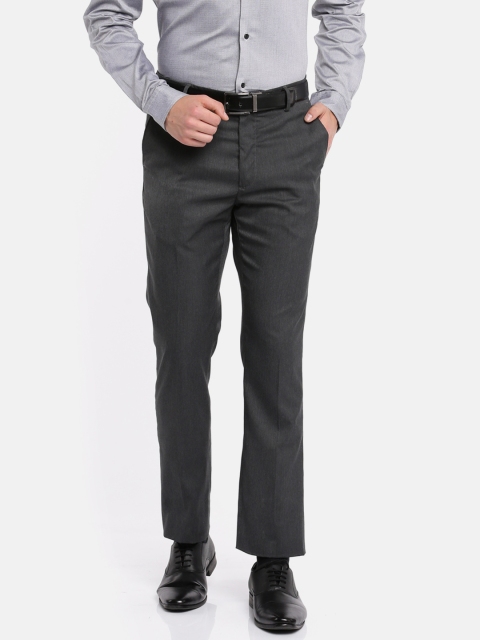 

Arrow Men Black Tapered Fit Self Design Formal Trousers