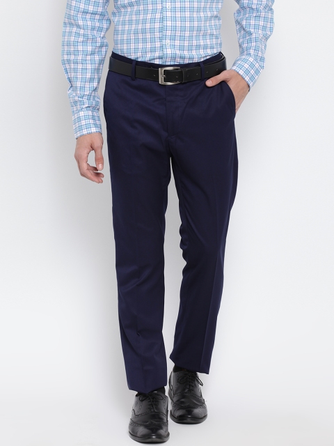 

Arrow Men Navy Blue Tapered Fit Solid Formal Trousers