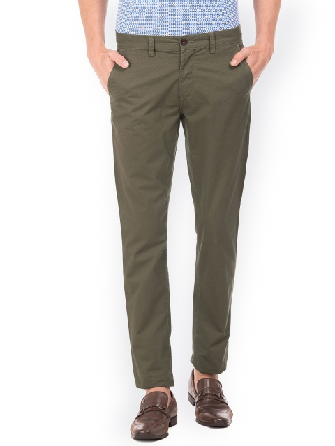 

Arrow Sport Men Olive Green Solid Regular Trousers
