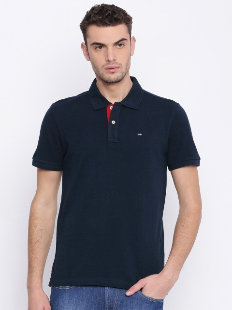

Arrow Sport Men Navy Solid Polo Collar T-shirt, Navy blue