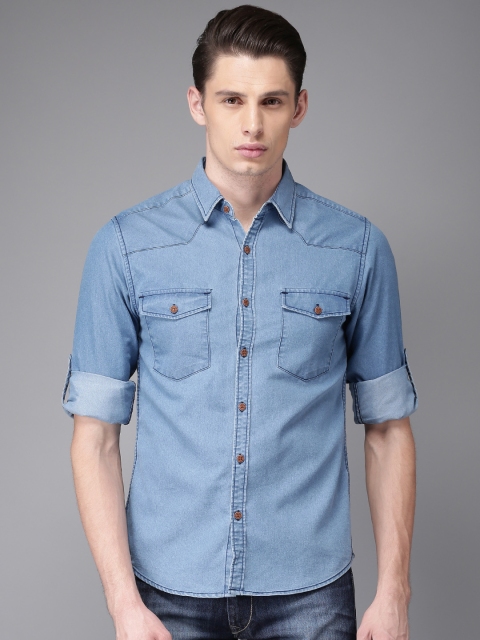 

Moda Rapido Men Blue Regular Fit Faded Denim Casual Shirt