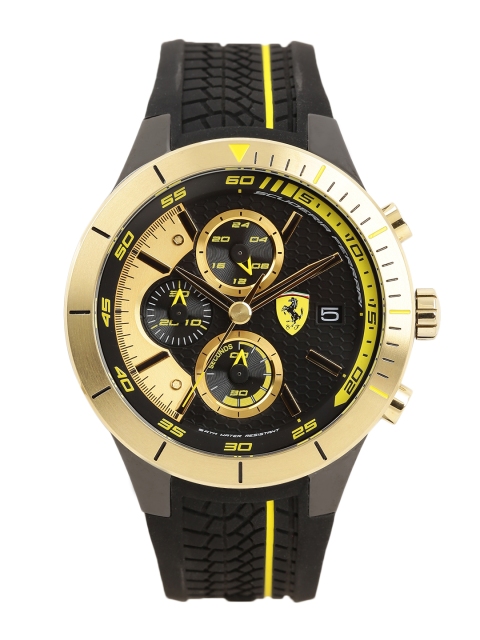 

SCUDERIA FERRARI Men Black & Gold-Toned Chronograph Analogue Watch 830295