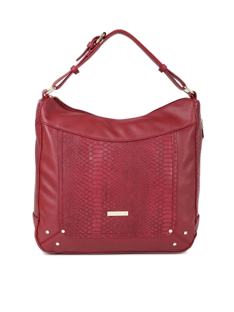 

Addons Maroon Textured Hobo Bag