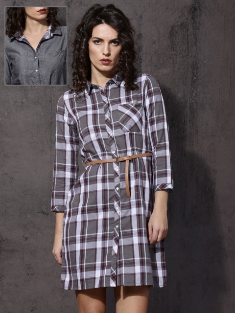 

Roadster Women Grey Reversible Shirt Dress