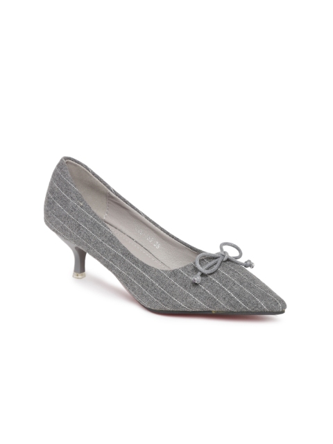 

red pout Women Grey Pinstriped Pumps