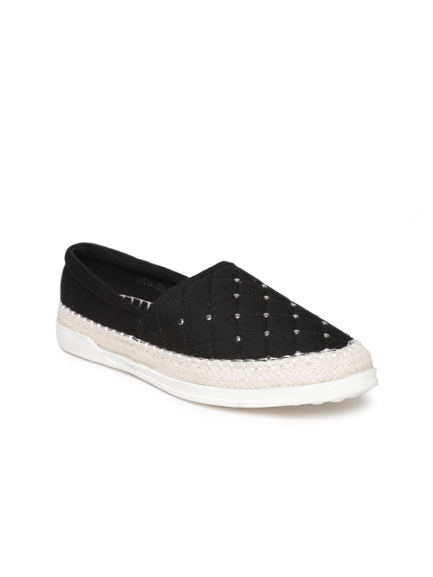 

red pout Women Black Solid Synthetic Flat Shoes