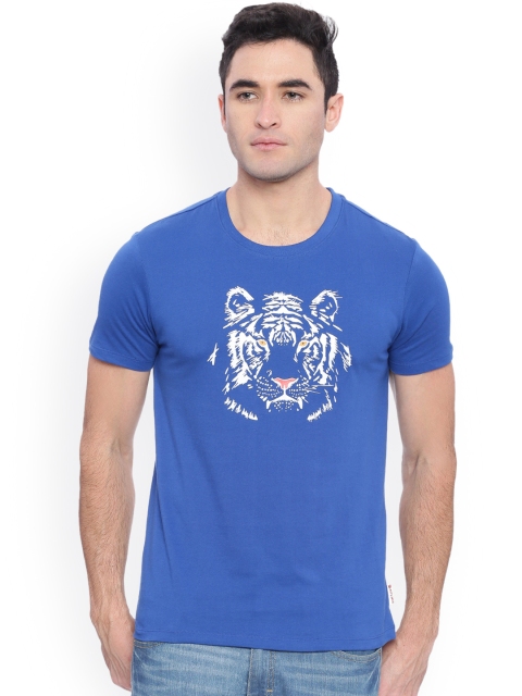 

Wolfpack Men Blue Printed Round Neck T-shirt