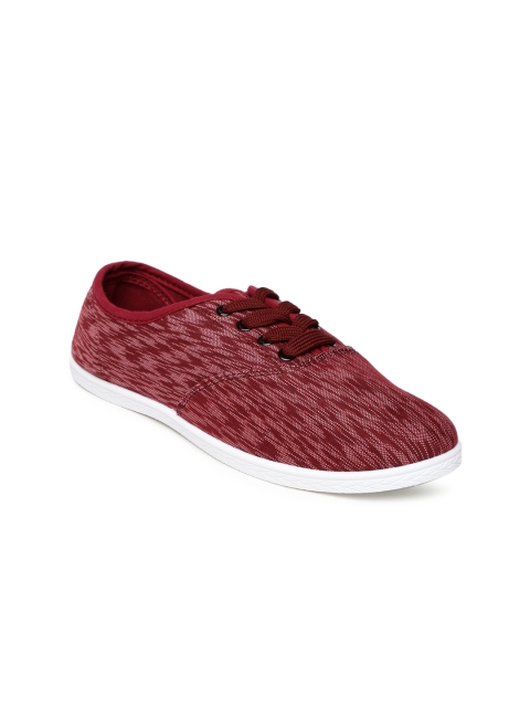 

People Women Maroon Woven Design Sneakers