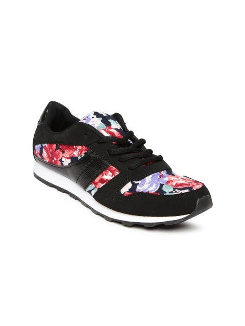 

People Women Black Floral Printed Sneakers