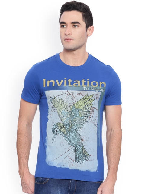 

Wolfpack Men Blue Printed Round Neck T-shirt
