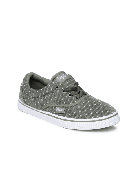 

People Women Grey Printed Sneakers