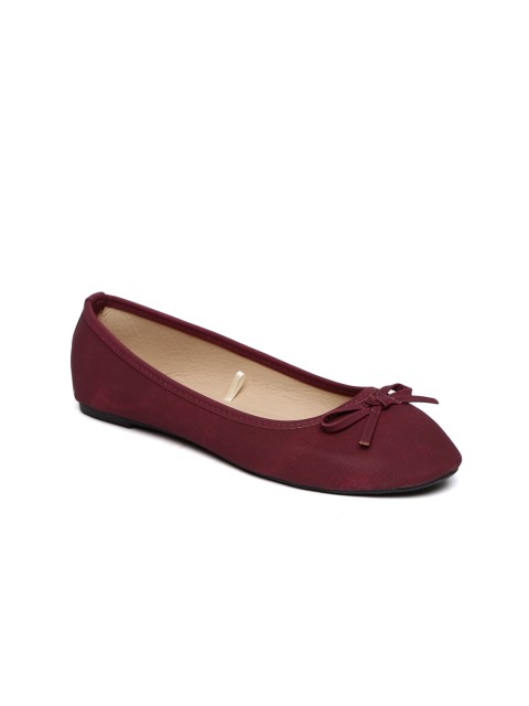 

People Women Maroon Solid Ballerinas