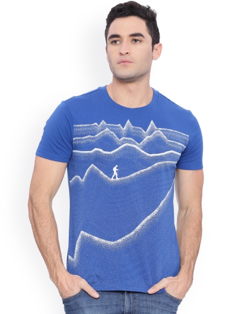 

Wolfpack Men Blue Printed Round Neck T-shirt