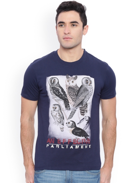 

Wolfpack Men Navy Printed Round Neck T-shirt, Navy blue
