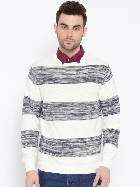 

Solly Jeans Co. Men White & Navy Striped Sweater