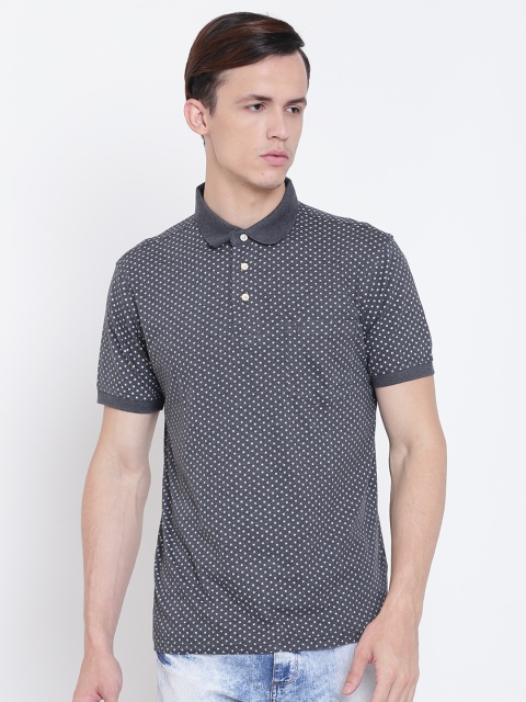 

Allen Solly Men Charcoal Grey Printed Polo Collar T-shirt