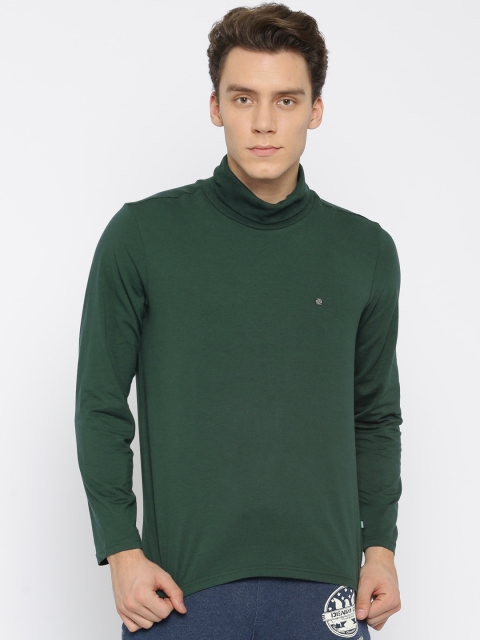 

Solly Sport Men Green Solid Turtle Neck T-Shirt