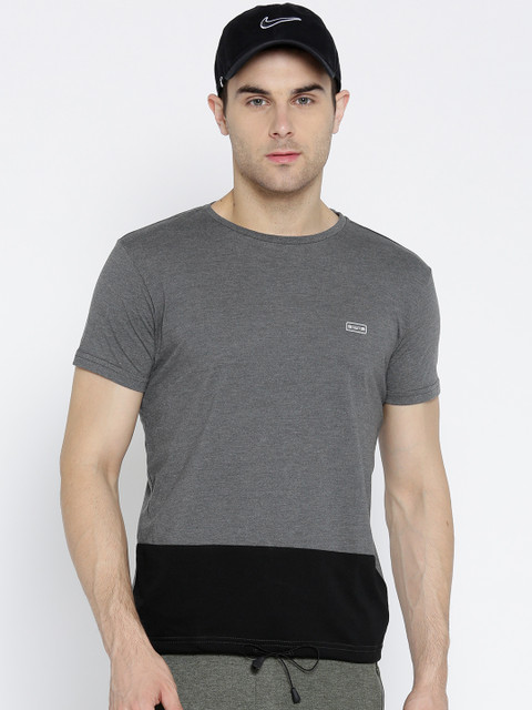 

Solly Sport Men Grey Colourblocked Tennis T-shirt