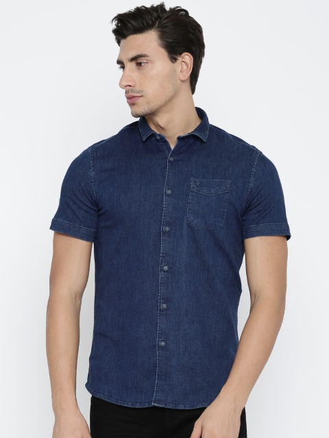 

Solly Jeans Co. Men Blue Custom Regular Fit Solid Casual Shirt