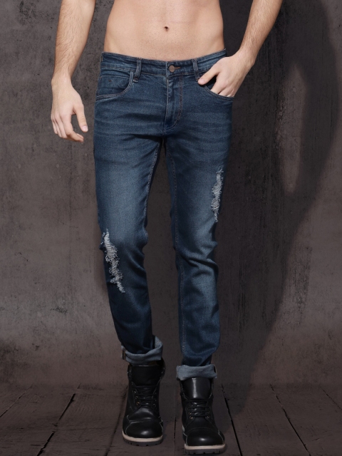 

Roadster Men Blue Skinny Fit Mid-Rise Low Distressed Stretchable Jeans