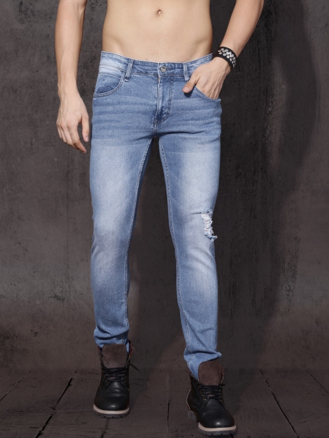 

Roadster Men Blue Skinny Fit Mid-Rise Low Distress Stretchable Jeans