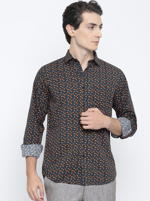 

Allen Solly Men Charcoal Grey Sport Regular Fit Printed Casual Shirt