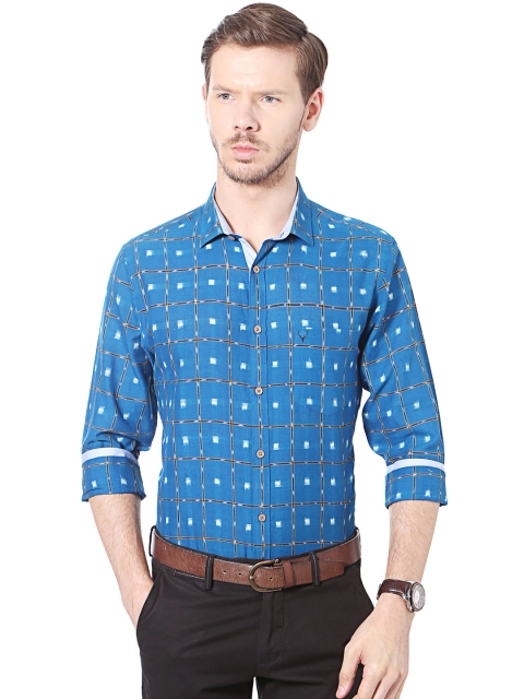 

Allen Solly Men Blue Slim Fit Checked Semiformal Shirt