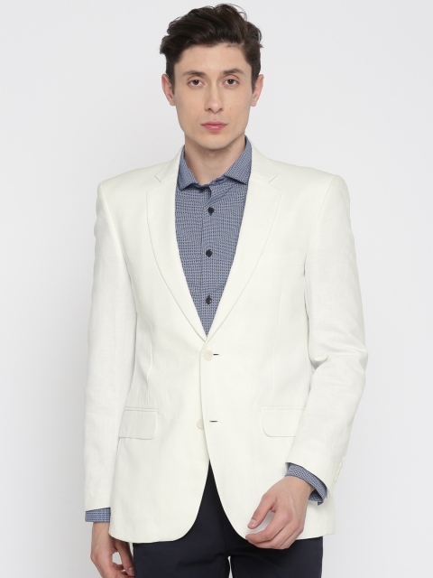 

U.S. Polo Assn. Off-White Single-Breasted Smart Casual Linen Blazer