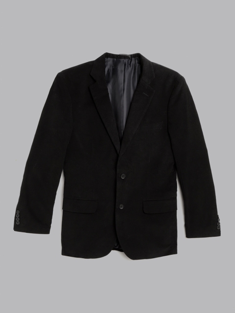 

U.S. Polo Assn. Men Black Pure Cotton Solid Corduroy Single-Breasted Party Blazer