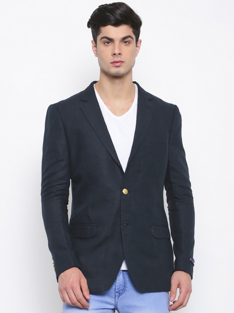 

U.S. Polo Assn. Navy Single-Breasted Linen Smart Casual Blazer, Navy blue
