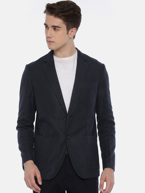 

U.S. Polo Assn. Men Navy Blue Single-Breasted Smart Casual Blazer