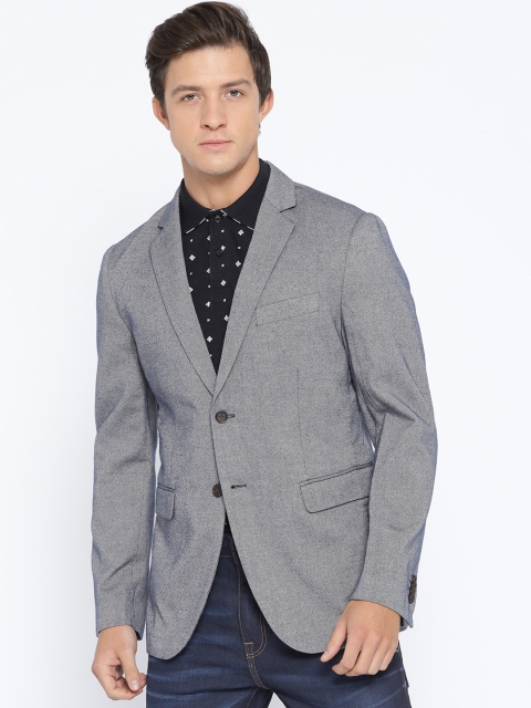 

U.S. Polo Assn. Men Grey Solid Single-Breasted Regular Fit Casual Blazer