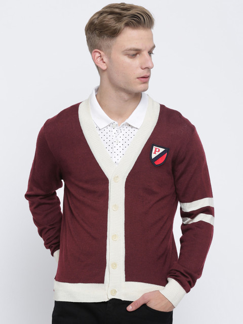

U.S. Polo Assn. Men Maroon Solid Cardigan