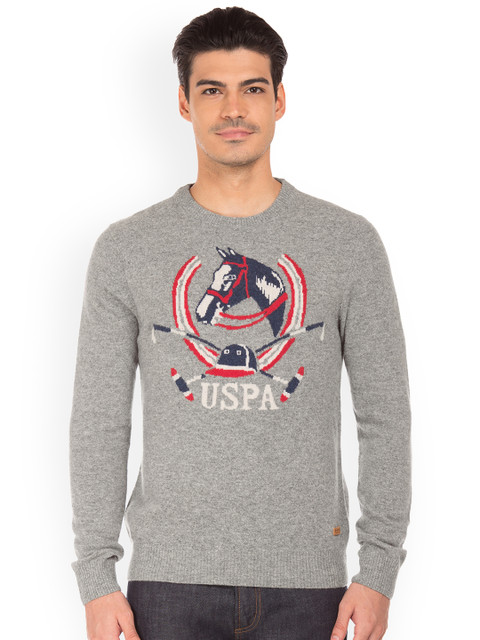 

U.S. Polo Assn. Denim Co. Men Grey Printed Sweater