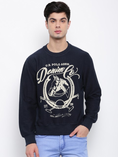 

U.S. Polo Assn. Denim Co. Men Navy Blue Printed Sweatshirt