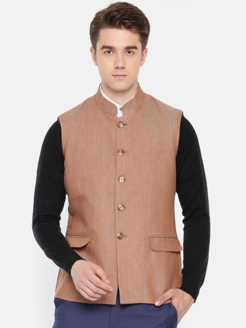 

U.S. Polo Assn. Men Brown Self Design Nehru Jacket