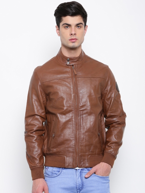

U.S. Polo Assn. Denim Co. Men Brown Solid Leather Biker Jacket