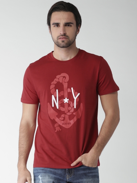 

Celio Men Red Printed Round Neck T-shirt