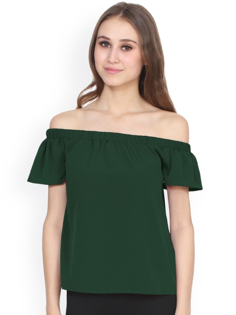 

Martini Women Green Solid Bardot Top