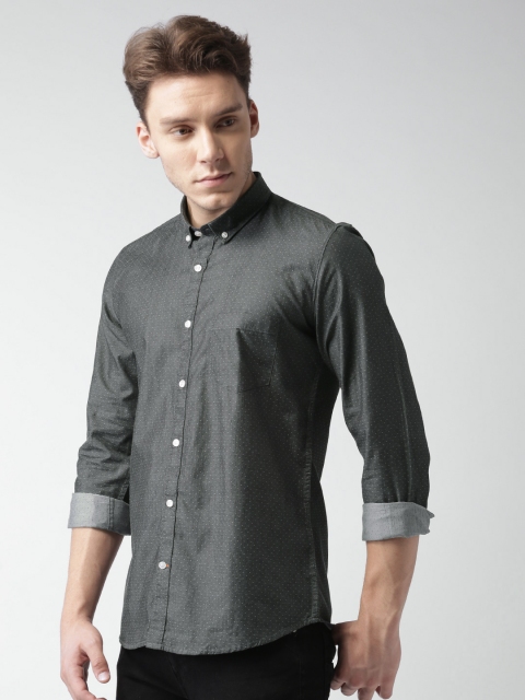 

Mast & Harbour Men Charcoal Grey Slim Fit Self Design Casual Shirt