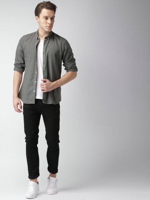 

Mast & Harbour Men Grey Slim Fit Solid Casual Shirt