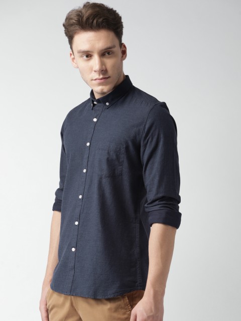 

Mast & Harbour Men Navy Blue Slim Fit Solid Casual Shirt