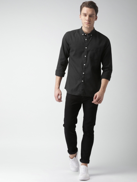 

Mast & Harbour Men Black Slim Fit Self Design Casual Shirt