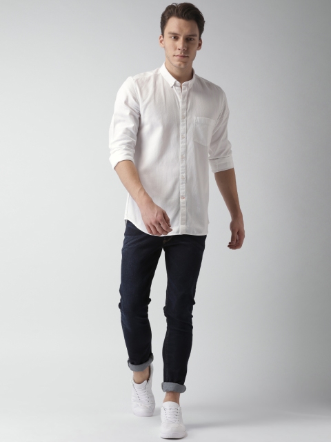 

Mast & Harbour Men White Slim Fit Self Design Casual Shirt