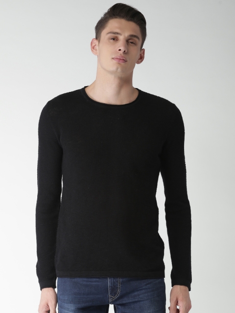 

Celio Men Black Self Design Pullover