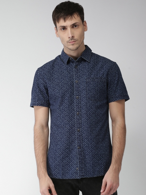 

Celio Men Blue Slim Fit Printed Casual Shirt